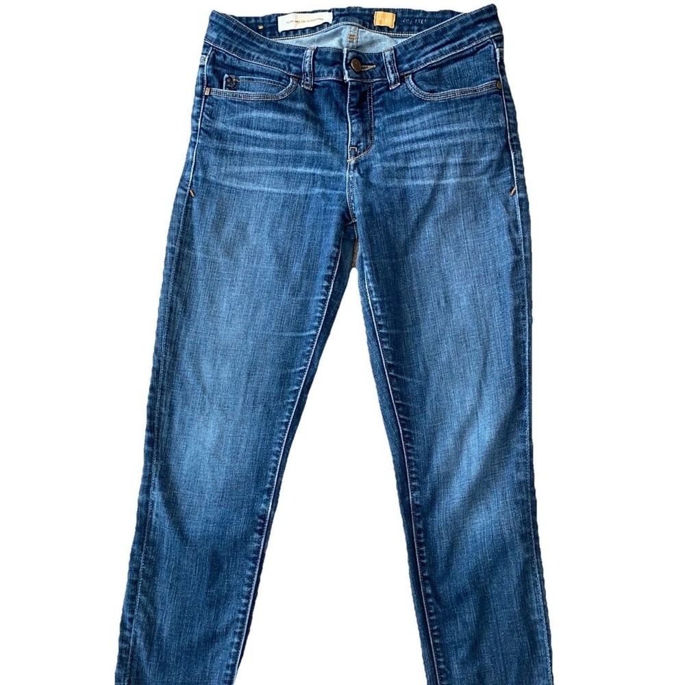 Pilcro The Letterpress Jeans Womens Blue Low Rise Straight Stretch 29X29